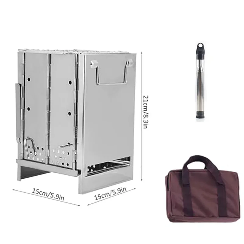 

Портативная дровяная походная печь с грилем - складная, походная, коробчатая печь