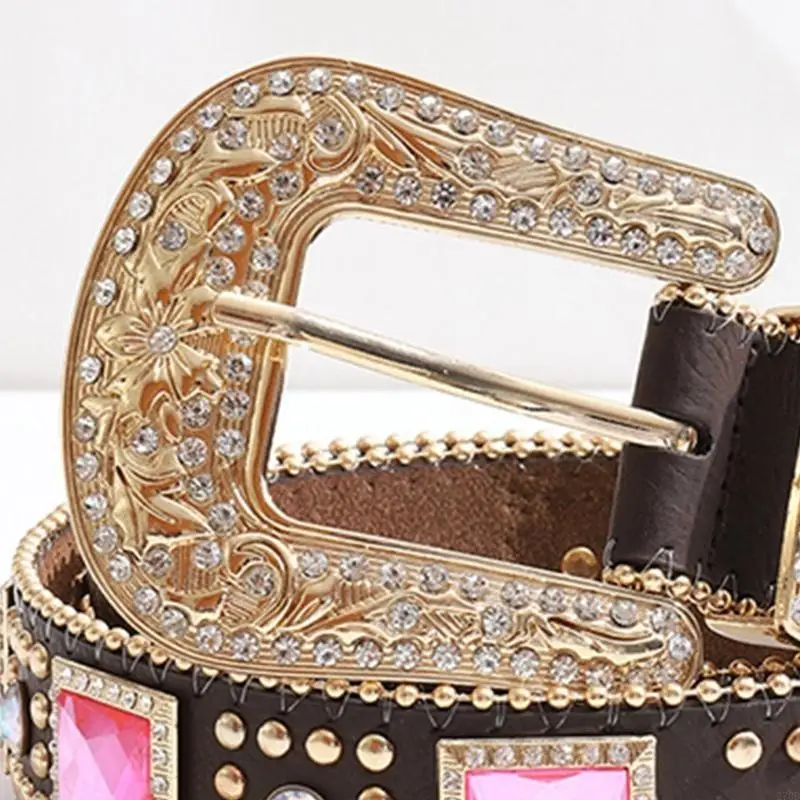 Cowboy Belt Bling Relief Pattern Buckle Belt for Adult