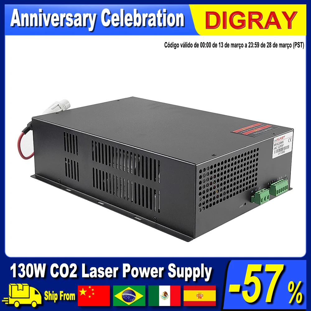 DIGRAY 130W Co2 Laser Power Supply MYJG-150W for 130W 150W Laser Cutting and Engraving Machine