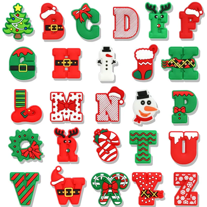 

Одиночная распродажа, 1 шт., серия «Рождественские буквы», подвески для обуви из ПВХ с героями мультфильмов, детские аксессуары, подходят для сабо, украшения для обуви из ПВХ, пряжки, подарки