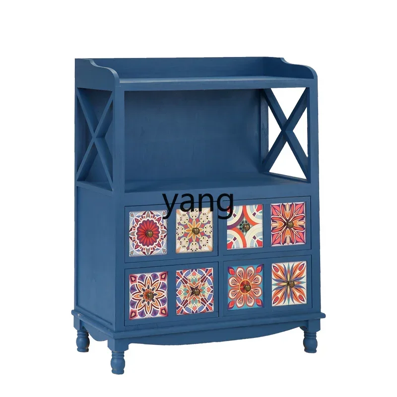 LTT Nordic Solid Wood Drawer Storage Cabinet Painted Living Room Locker Balcony Locker