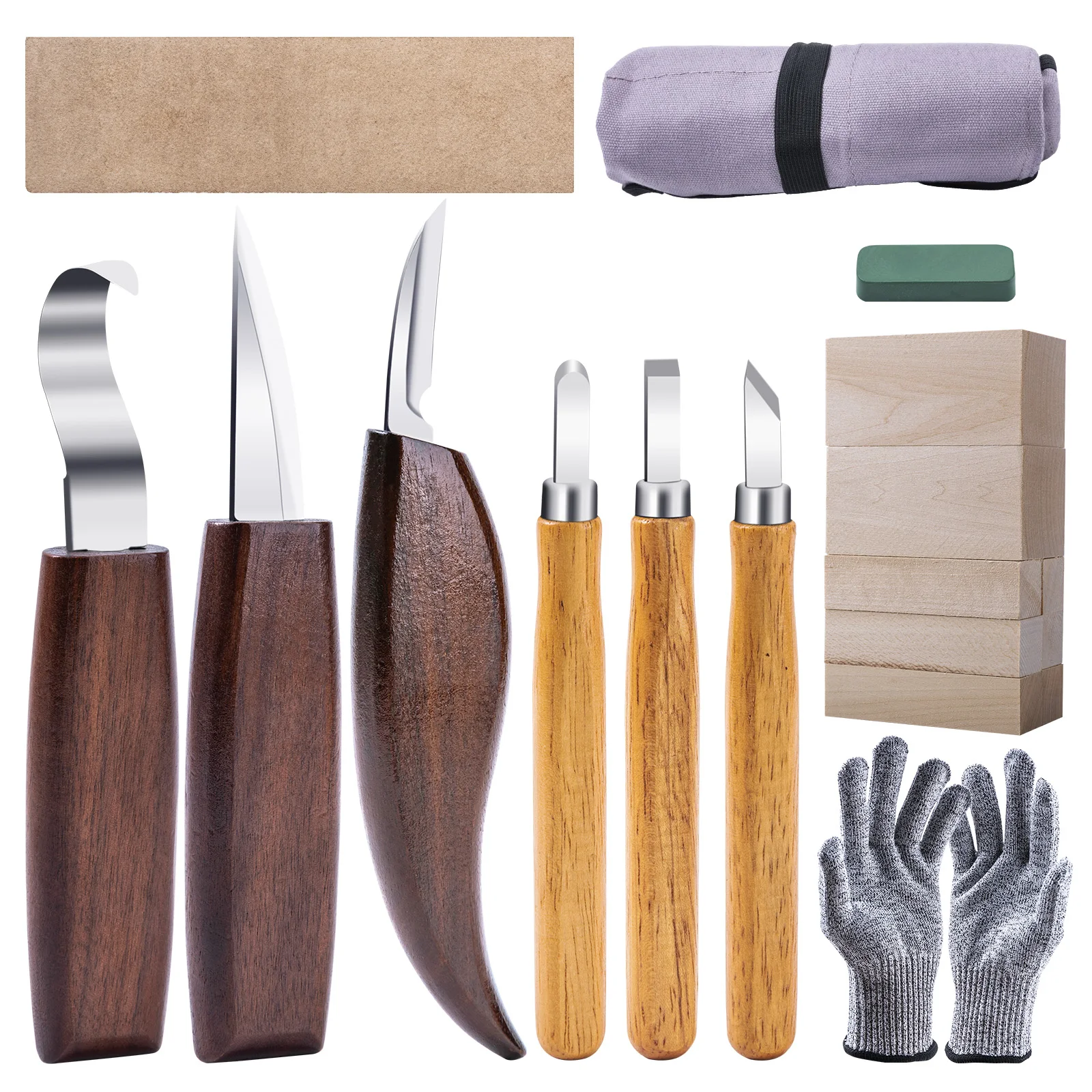 

Goture Outdoor Carving Tool Wood Carving Tools Set Including Carving Knife, Wood Chisel Knife Cut Resistant Gloves, Canvas Bags
