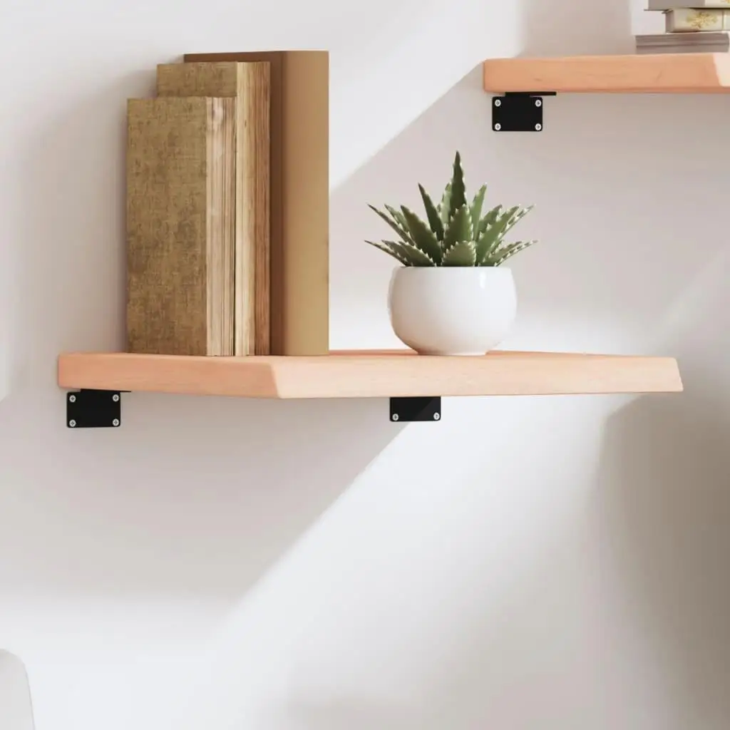 40x40cm Solid Oak Wall Shelf - Untreated Natural Wood, Adjustable Height (2-4 cm)