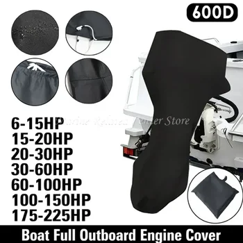 Waterdichte Zwarte 600D 6-225HP Jacht Half Buitenboordmotor Motor Boot Cover Anti UV Stofdichte Cover Marine Motor bescherming