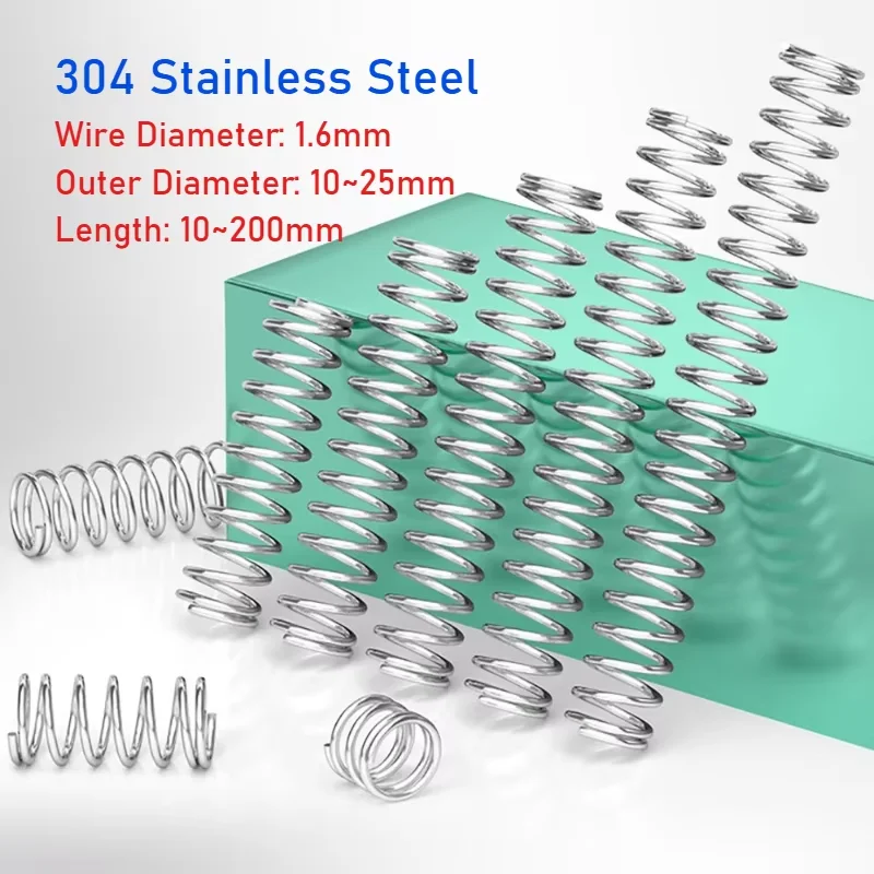 304 Stainless Steel Compression Spring Wire Diameter 1.6x18x60mm(5pcs) Springs Pressure Spring