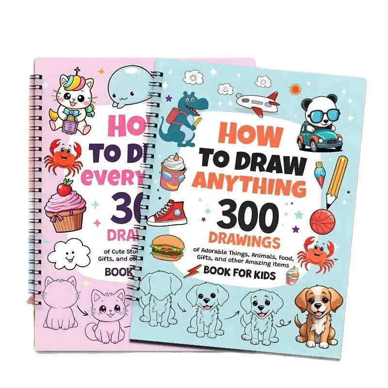 300 رسومات بسيطة لطيفة بخطوة، كيفية رسم أي شيء لعشاق الرسم، هدايا طعام الحيوانات الرائعة - دليل الرسم Boo