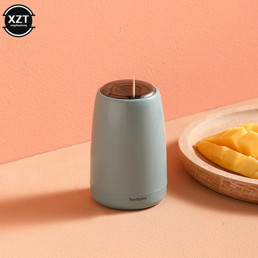 Creative Automatic Toothpick Holder Container Household Table Toothpick Box Plastic Push-Type Round Storage Toothpick Dispenser