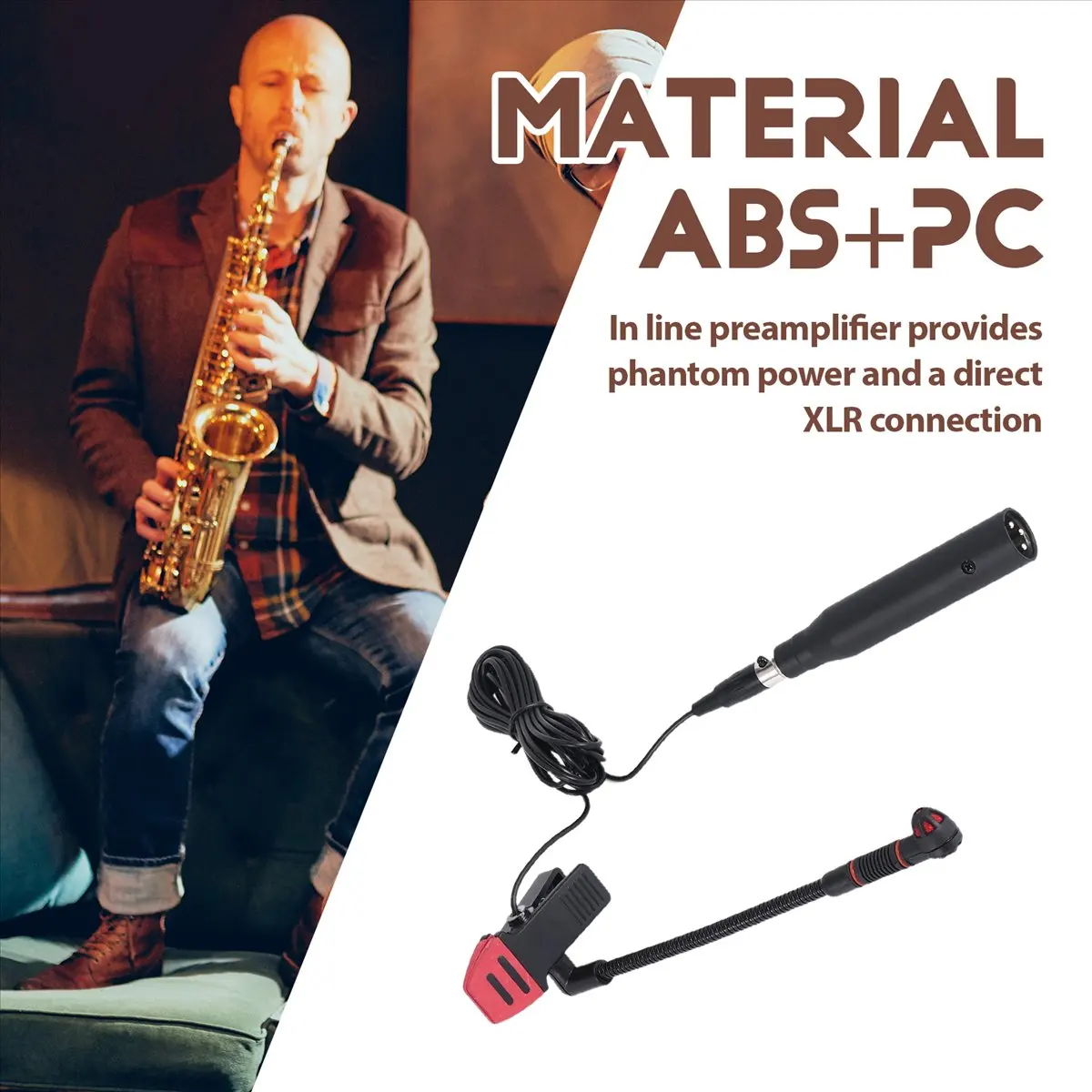 A72U  IM500 Clip-on Instrumental Condenser Microphone Gooseneck Mic for Orchestra Saxophone Trumpet Saxe view 6