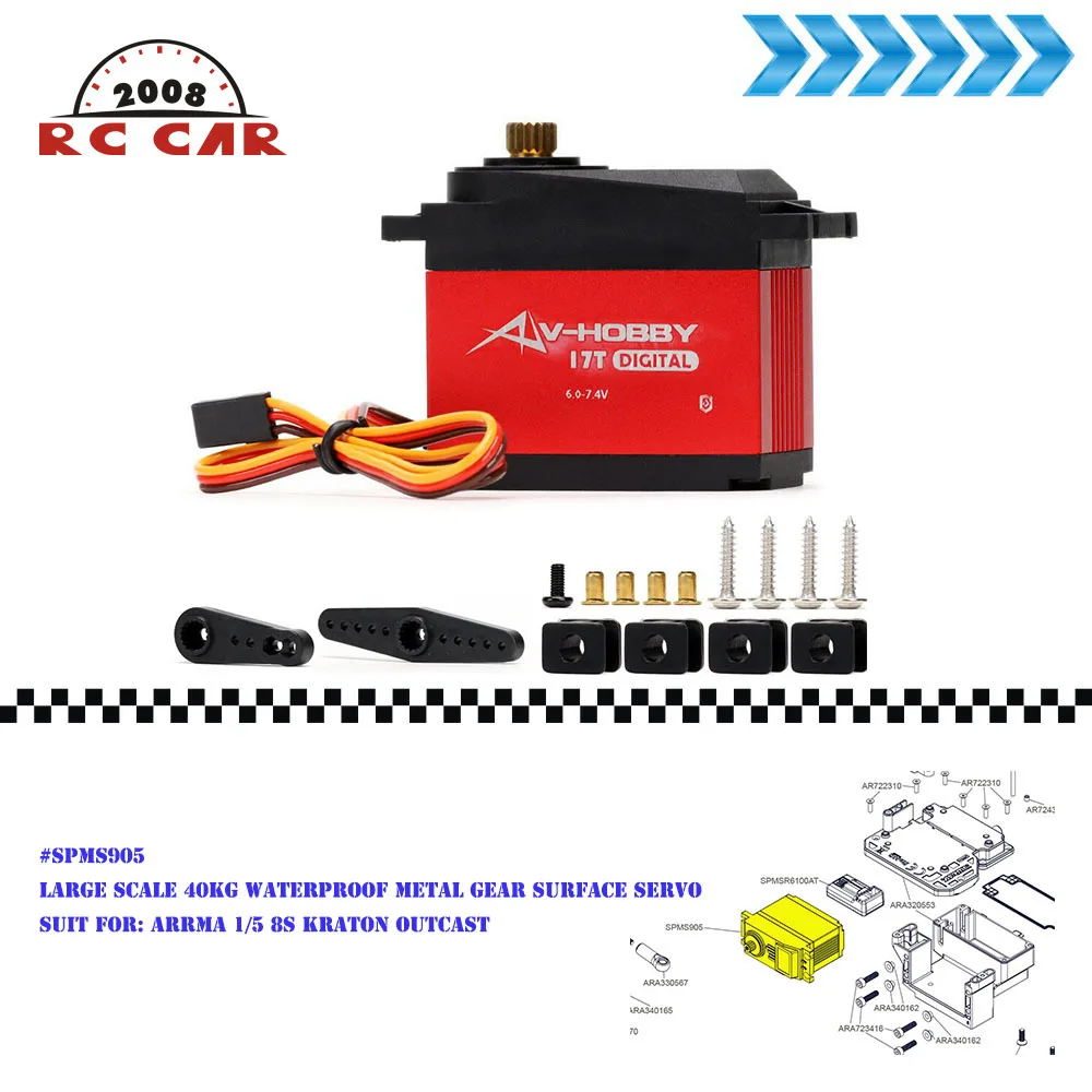 

Водонепроницаемый металлический сервопривод 40 кг 17T # SPMS905 для 1:5 ARRMA ARA110002 KRATON монстр-Трак RTR/ARA5810 внедорожник RTR