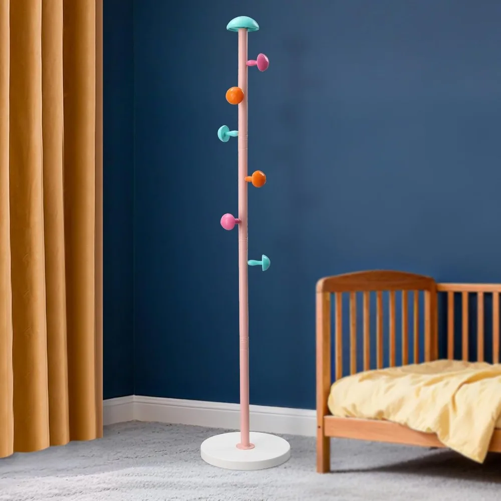 

Space Saving Kids Coat Rack with 6 Cute Hooks - Durable Metal Organizer for Coats, Hats, and Bags - Easy Assembly, Tenant Friendly Design for Bedroom or Entryway