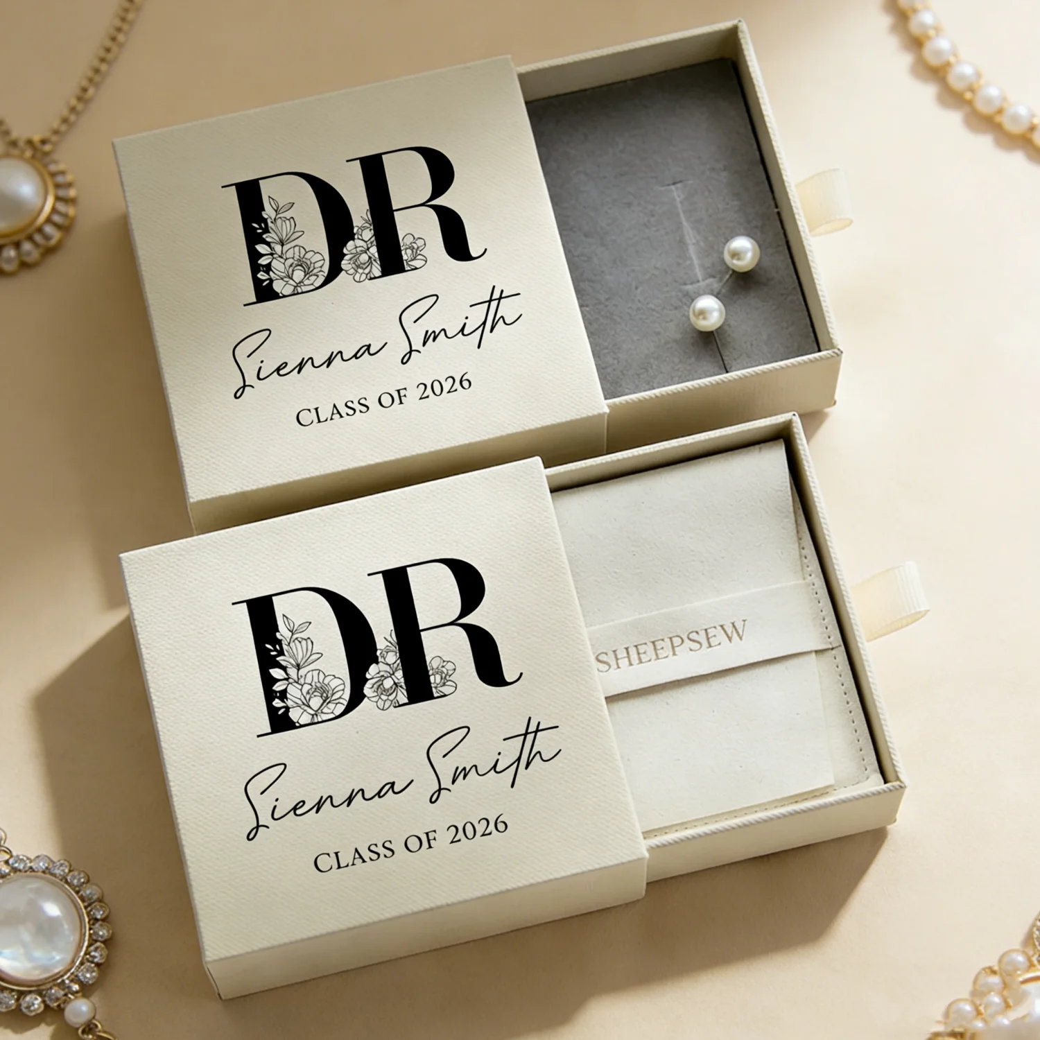 

20pcs Custom Logo Jewelry Packaging Set 9x9cm Jewelry Box With Matching Bag Personalized