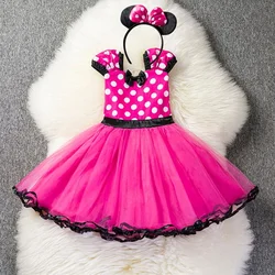 Cute Baby Girl Dress Minnie Mouse Cosplay Vestidos Toddler Kids Party Costume Polka Dot Clothes Children Birthday Fancy Dress Up