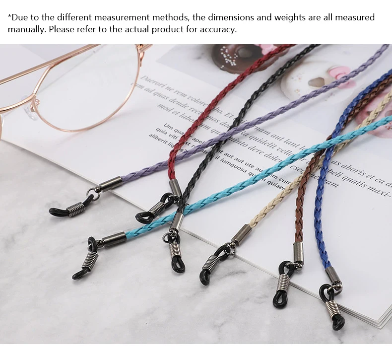 Mehrfarbiger geflochtener Leder-Brillenriemen, Anti-Verlust-Sonnenbrillenband, rutschfeste Brillenkette, Halsschnurhalter für Damen und Herren – Detail 2