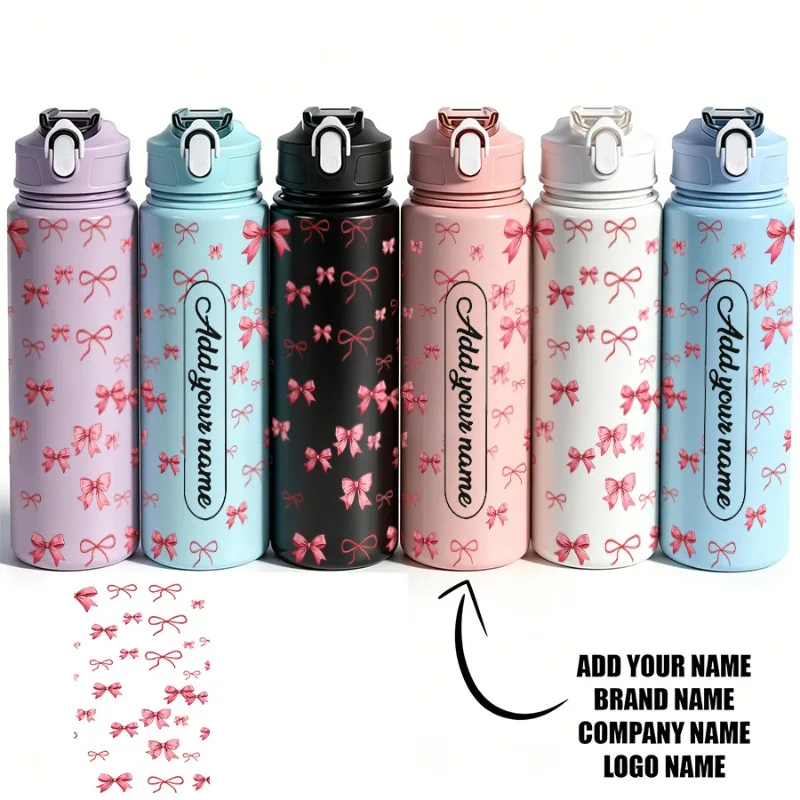 Personalized Custom Name & Text Leakproof Reusable Water Bottle for Outdoor Sports Fitness Cycling Hiking School Office Use