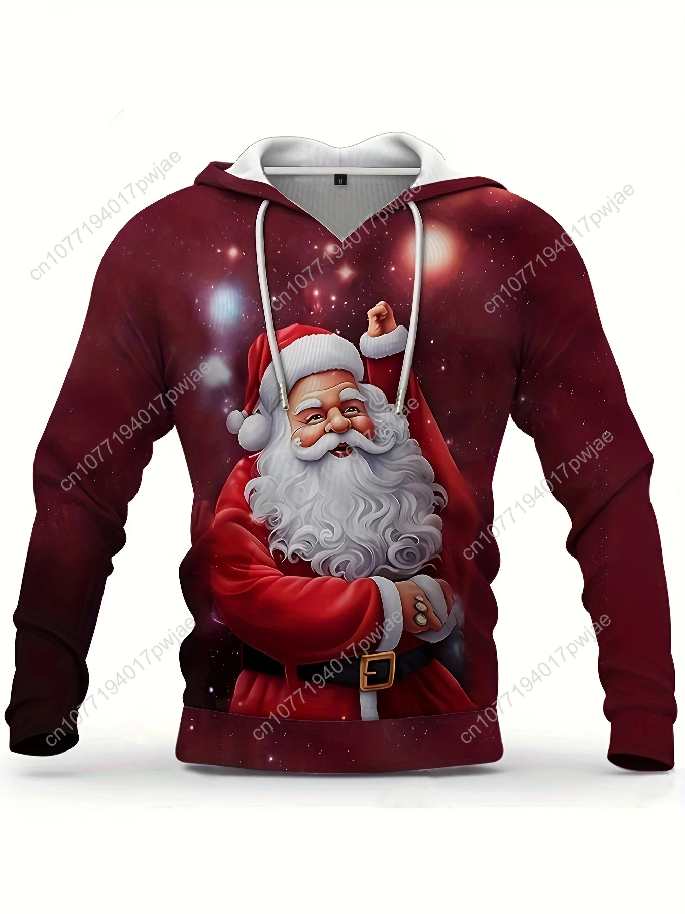 Divertente felpa con cappuccio con stampa natalizia di Babbo Natale, felpe con cappuccio cool da uomo, felpa con cappuccio pullover dal design grafico casual da uomo streetwear per