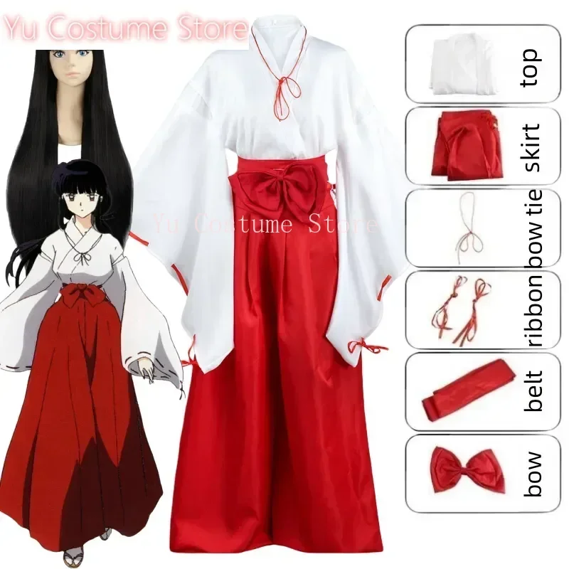 

Anime Inuyasha Kiky Kikyō Cosplay Costume Witch Japanese Kimono Clothes Wig with Tops Skirt Uniform Halloween Party Yu Costume