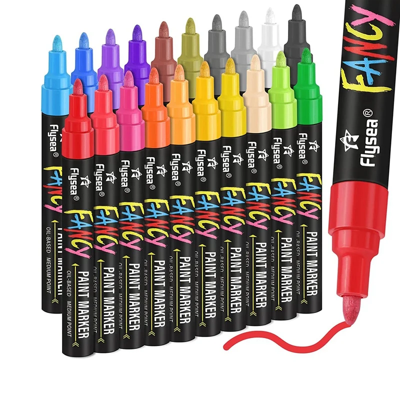 

Paint Pens Paint Markers, 20 Colors Oil-Based Waterproof Paint Marker Pen Set, Never Fade Quick Dry And Permanent