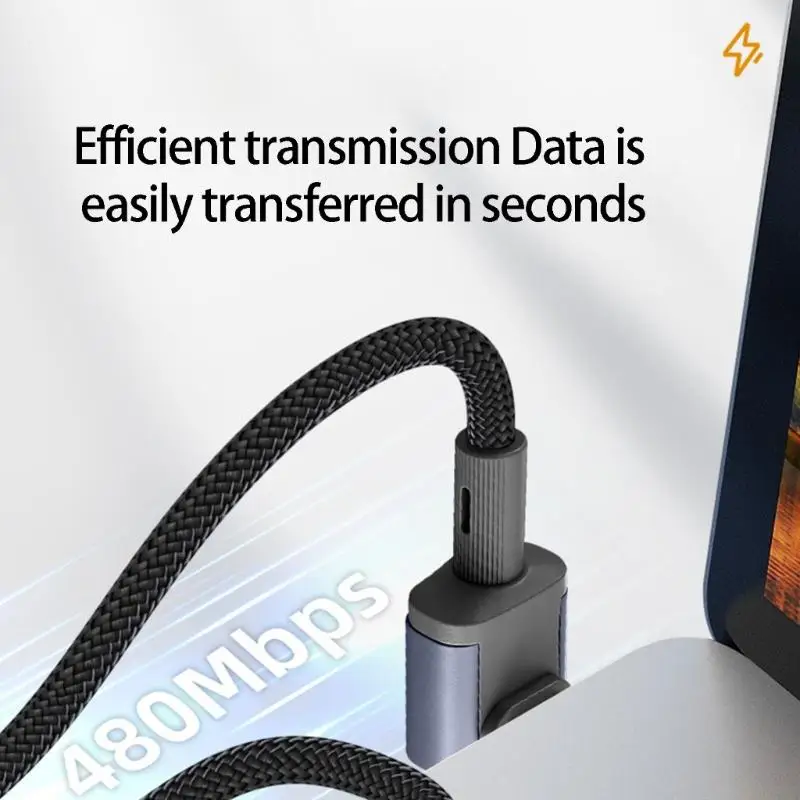 B03F Portable 240W Fast Charging USB C Cable Support 480Mbps Data Feature Reinforced Braiding And Plug