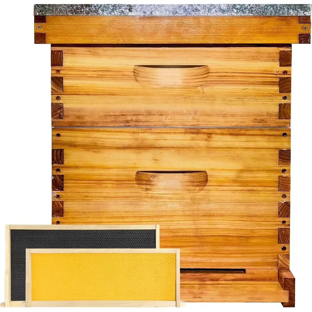 

Набор для начинающих 8e Hive Swax Coated: включает основы для ульев и рамки (1 глубокий улей и 1 средний улей)