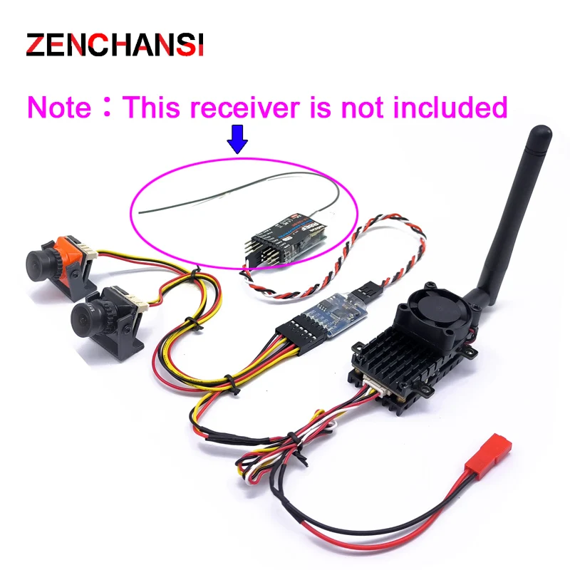 Long Range 5.8Ghz 2W FPV Wireless Transmitter 2000mW VTX with Dual Video CMOS 1500TVL B19 Mini FPV Camera for RC Playing Part