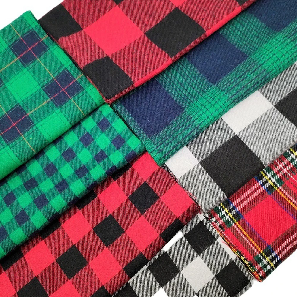 4pcs Christmas Cotton Fabric Squares Plaid Buffalo Check Fabric Precut Scraps for Christmas DIY Craft Sewing Quilting