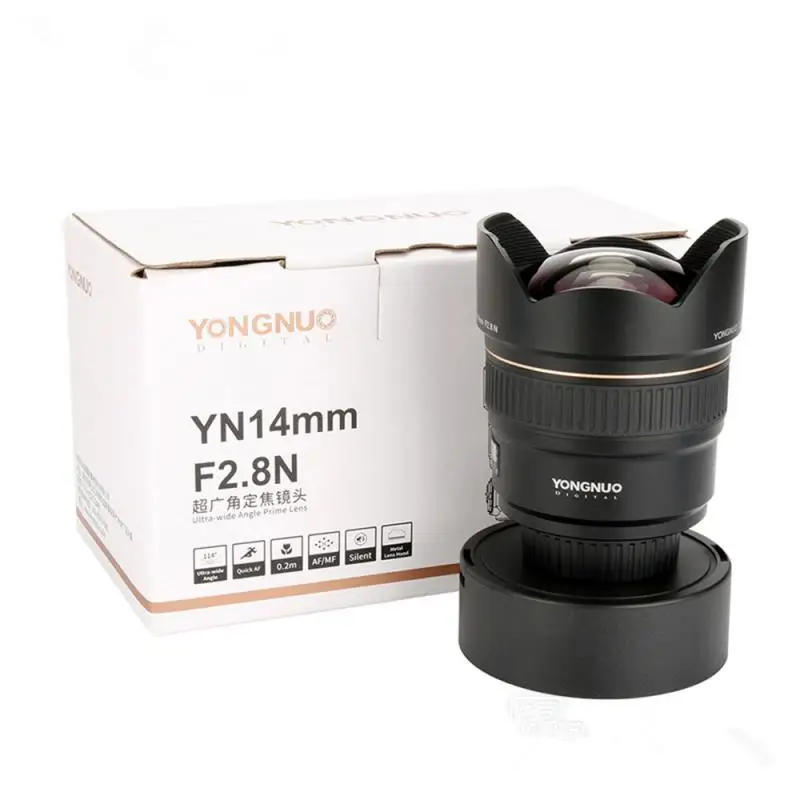 YONGNUO YN14mm F2.8N lente de cámara principal de ángulo ultraancho con montaje metálico de enfoque automático para Nikon D850 D750 D810a D800E D500 D610 D5 D4S