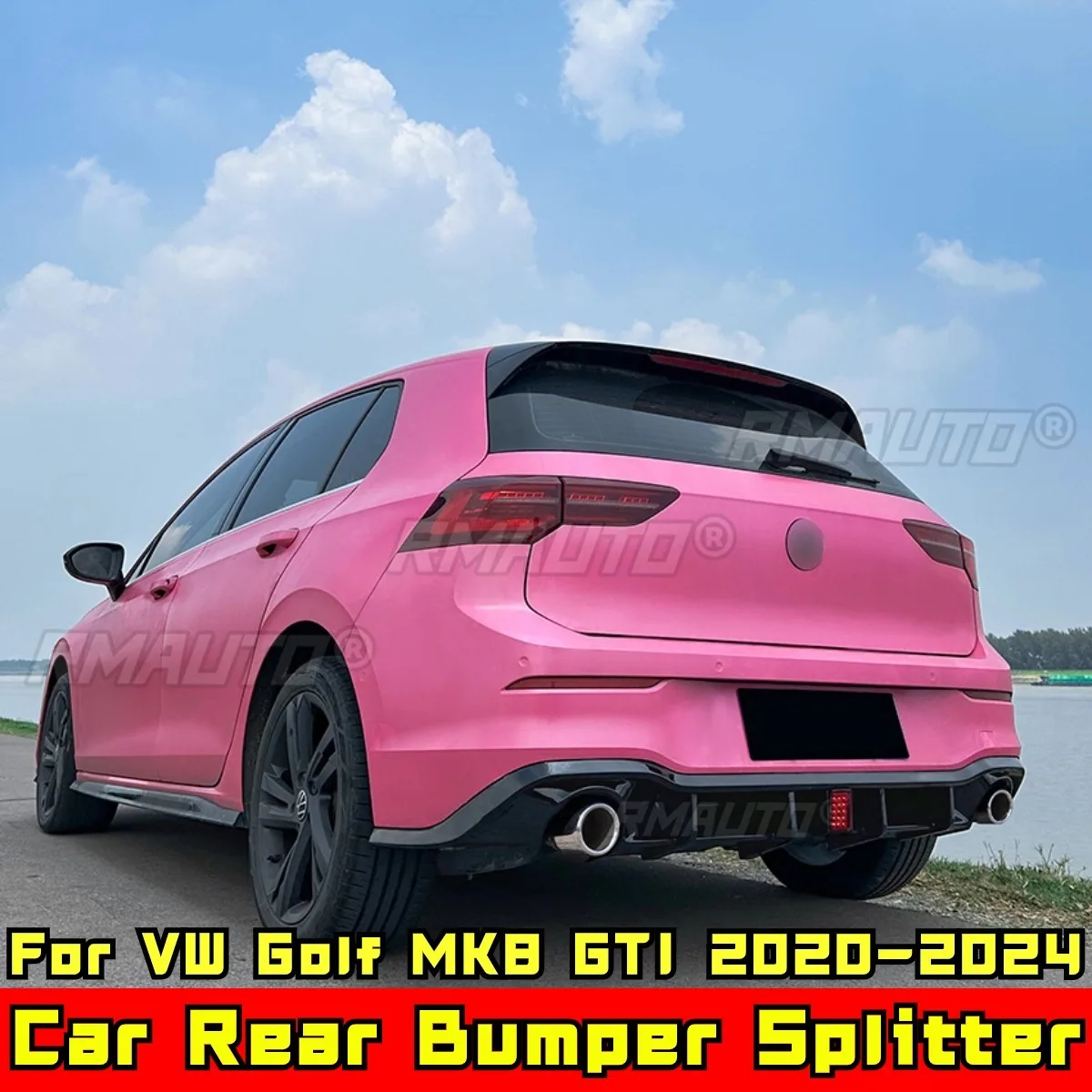 

Golf MK8 GTI Rear Bumper Spoiler Glossy Black With Lamp Style Rear Bumper Guard for VW Golf MK8 GTI 2020-2024 Car Accessories