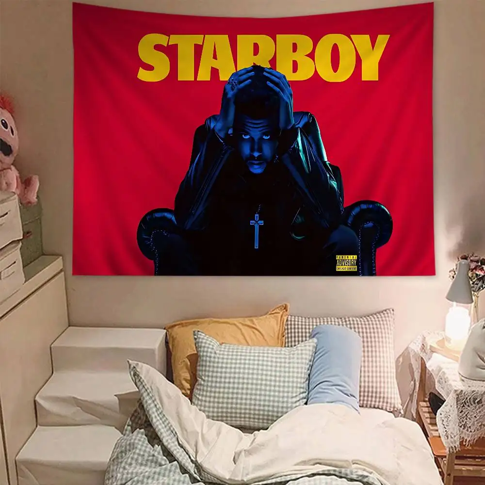 Funny Singer The Weekends Printed Large Wall Tapestry Art Science Fiction Room Home Decor Decor Blanket