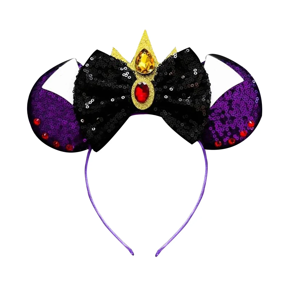 Disney Mickey Ears Headband Girls Vampire Skeleton Pumpkin Hairband Party Halloween Headwear Kids Maleficent Hair Accessory