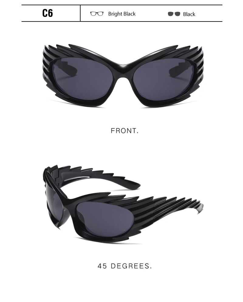 CRIXALIS Y2k Wrap Runde Goggle Männer Sonnenbrille 2025, Mode Sport Sonnenbrille Frauen Brillen Trendy Marke Design Shades UV400 – Detail 14