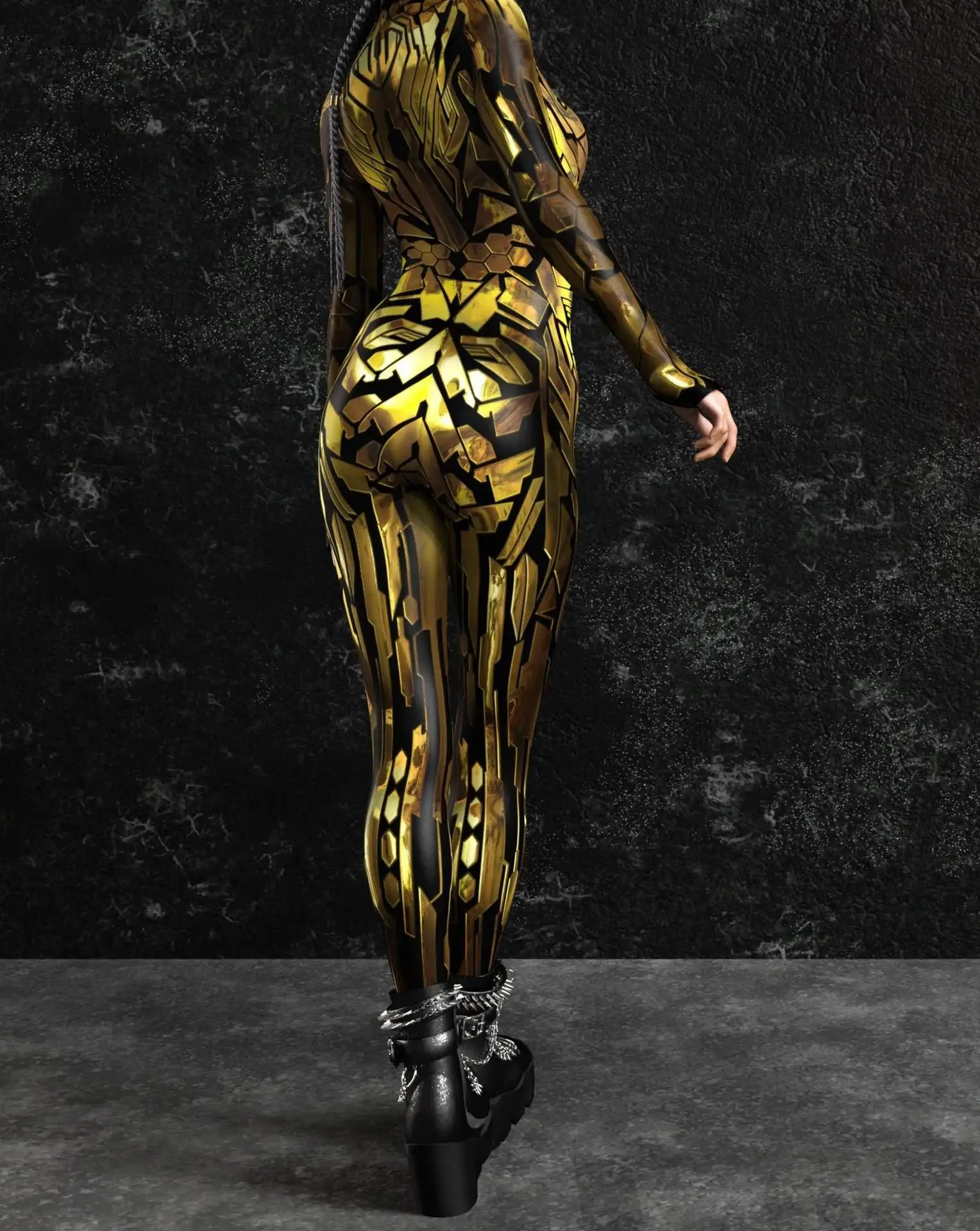 Mechanischer Rüstungs-Roboter-Bodysuit für Frauen, Skelett-Cosplay, Punk-Zentai-Jumpsuit, Kostüm für Halloween-Party, Aufführung, Maskerade – Detail 24
