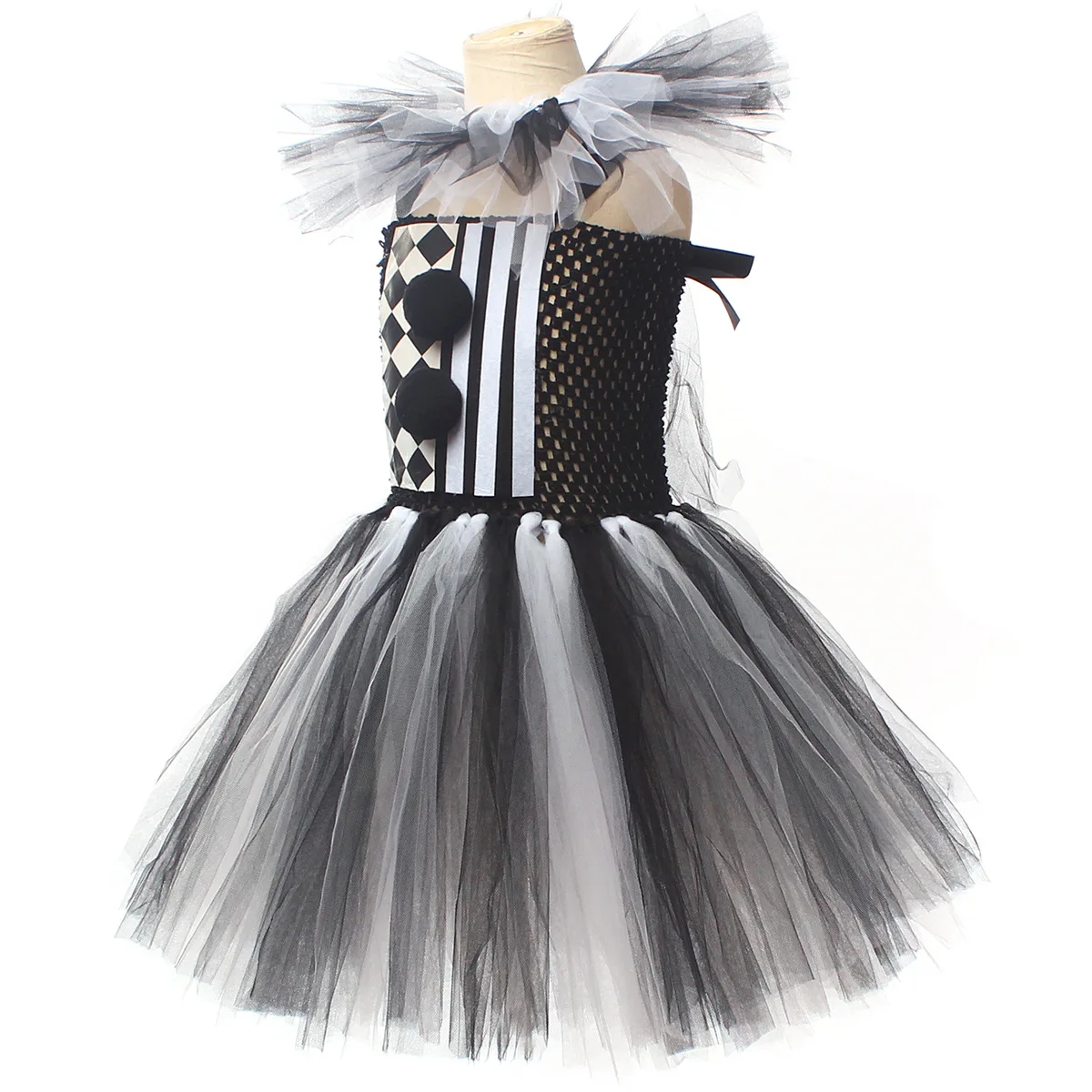 Mädchen Tüll Clown Tutu Cosplay Halloween Kostümset für Kinder, Musikfestival, Zirkus, Bühnenauftritt, Karnevalskleidung 2026 – Detail 15