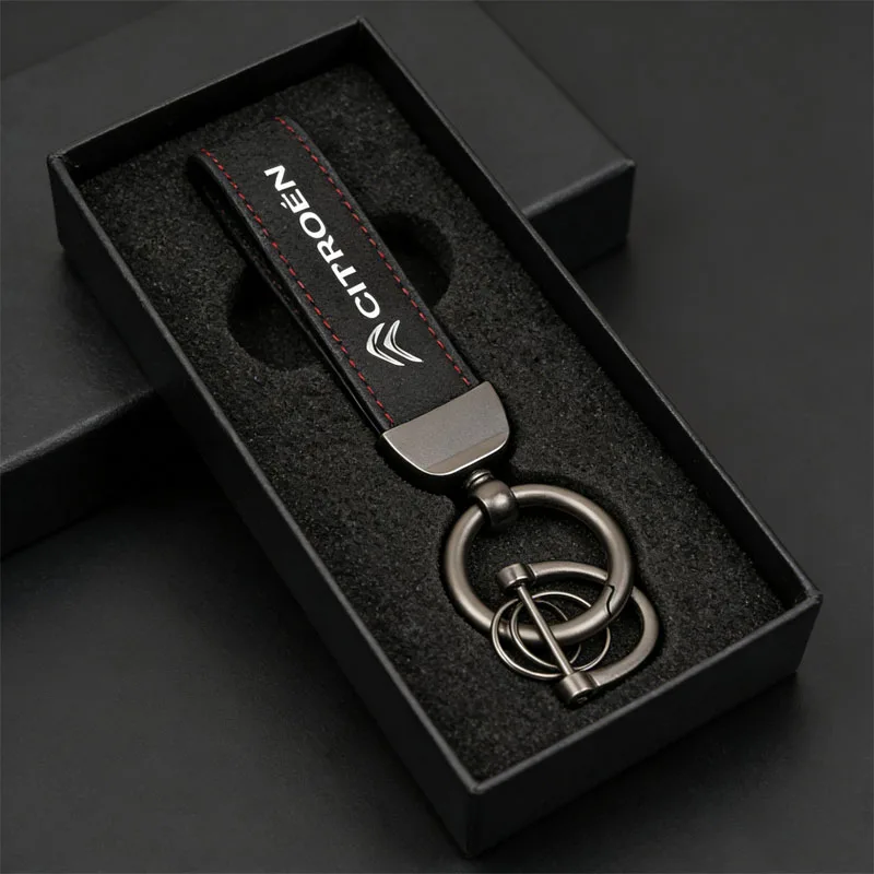 Llaveros de cuero y fibra de carbono, accesorios para llavero de coche para Citroen C1 DS3 C2 C3 Vts C4 Saxo C4L C5 C6 C8 Xsara C3-XR Picasso