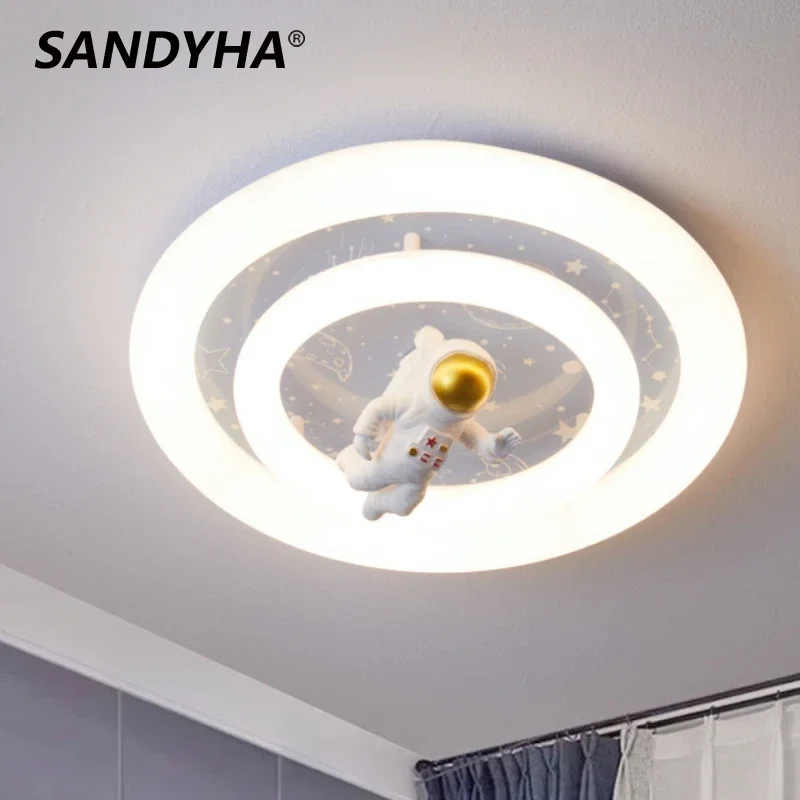 

SANDYHA Nordic Astronaut Ceiling Lights Acrylic Lampshade Design Led Lamp Bedroom Decoration Children's Study Lighting Fixtures