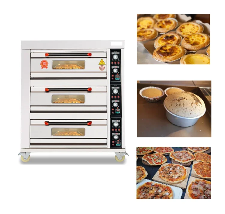 Commerical Industrial Kitchen Hotel Restaurant Baking Equipment 3 Layer 6 Trays Standard Electric Deck Oven