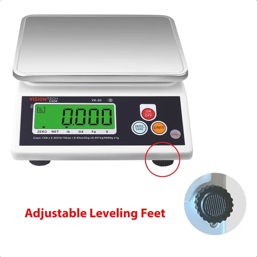 VK2D 0,1 g Premium voedselkeukenweegschaal Lb Oz Kg g Schakelbare roestvrijstalen plaat Voedselweegschaal Groot LCD-scherm met achtergrondverlichting 12 lb