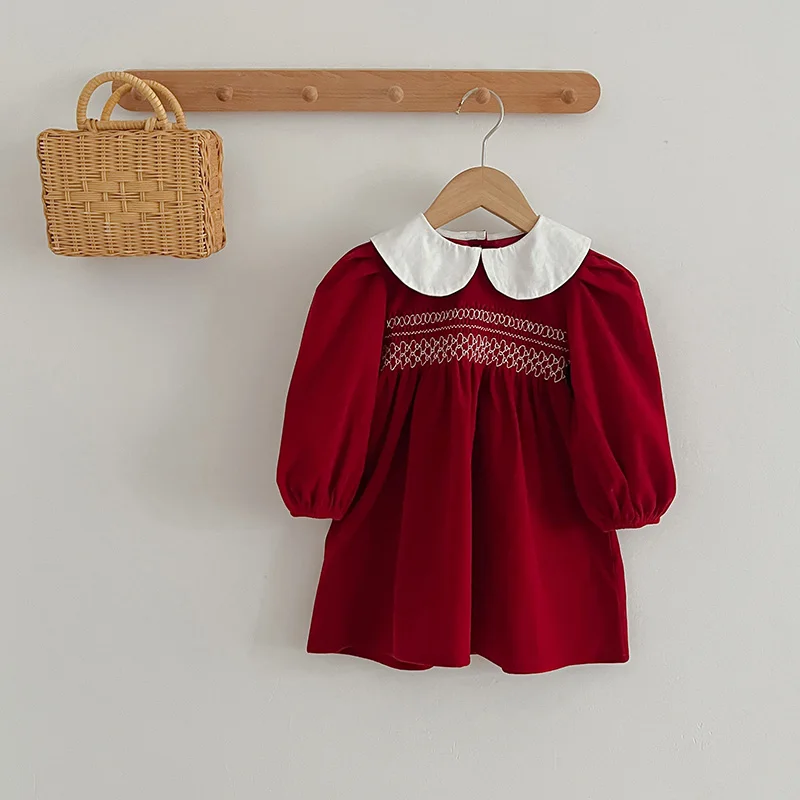 Baby Girls Clothes Autumn Toddler Baby Rompers Princess Dress Red Long Sleeves Girls Dress Christmas Sister Clothing