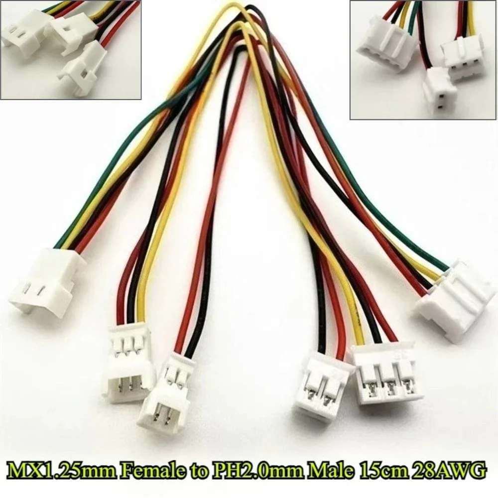2-50Pcs/lot MX1.25mm Female Head To PH2.0mm Male Head Terminal Wire Connector 2P/3P/4P Wire Length 15CM 28AWG Electronic Line