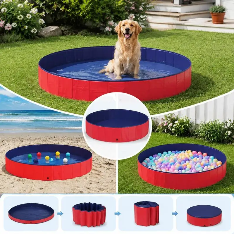 Image of 300×38cm runder Außenpool in Rot. Hochwertiges dickes PVC gewährleistet gute Luftdichtheit und eine lange Lebensdauer. Schnell auf- und abbaubar, ideal für Kinder und Familien für lässige