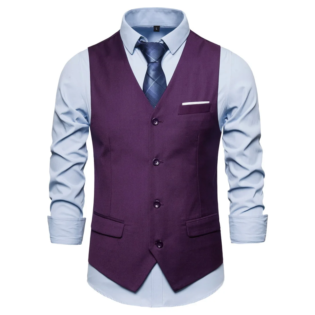 2023 New High-quality Fashion  Business Vest Waistcoat Men Single Breasted Solid Color Men's Vest