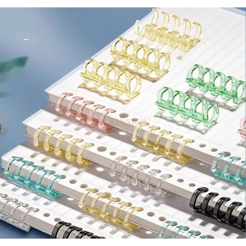 10 قطع دفتر أوراق فضفاضة، مجلد، حلقة، حلقة كتاب شفافة، ملف، مشبك ربط، حلقة تثقيب، حلقة بإبزيم