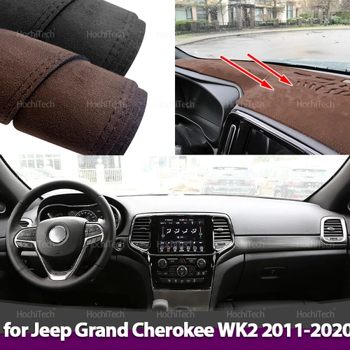 Alfombra antideslizante para salpicadero de coche, cubierta de cuero de ante para salpicadero de coche, accesorios de alfombra protectora para Jeep Grand Cherokee WK2 2011-2020