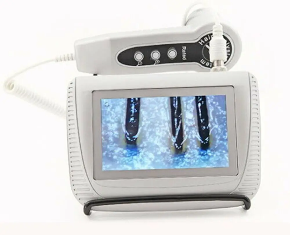 Schermo LCD da 5 pollici sistema di diagnosi della pelle digitale analisi dell'analizzatore dei capelli Scanner portatile ricaricabile Freeze frame Fixed