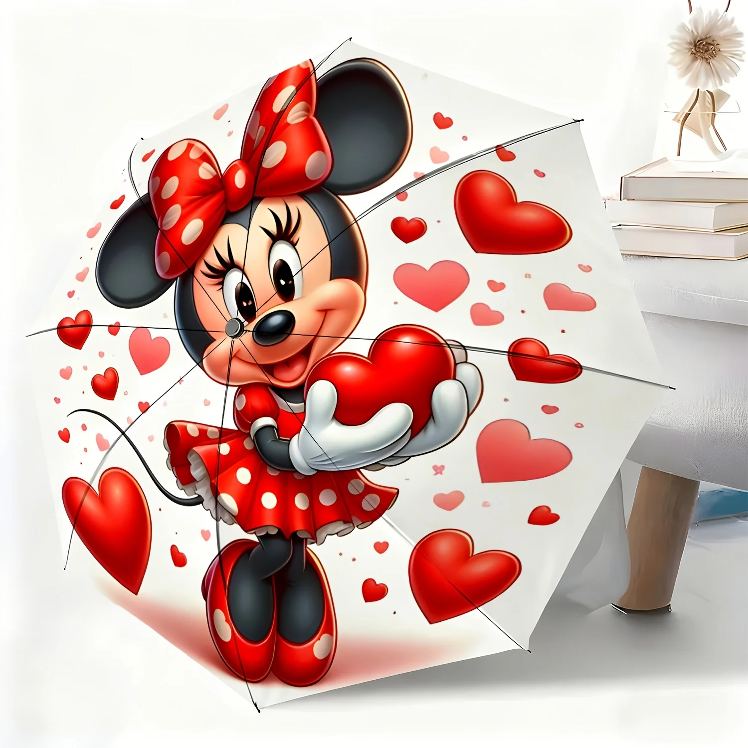 

Автоматический зонт с изображением Минни Маус от Disney, 1 шт. | Всепогодный, портативный складной зонт, идеально подходит для Рождества и праздников.