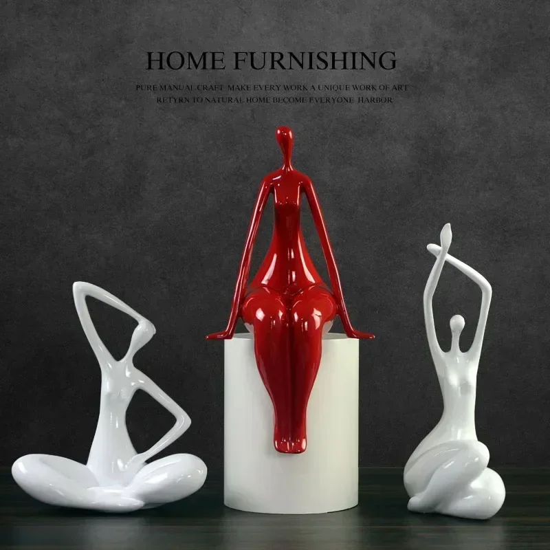 

Nordic Yoga Cute Woman Figure Resin Ornament Cabinet Office Table Furnishing Crafts Home Livingroom Desktop Figurines Decoration