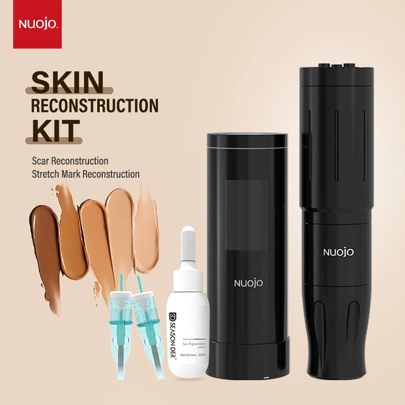 NUOJO Professional 3-in-1 Scar Vitiligo Coverage Skin Micropigmentation Kit&Tattoo machine&Digital Permanent Makeup Machine