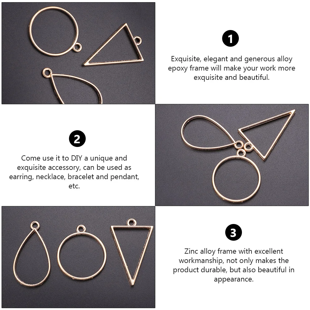 

45 Pcs Pendant Accessories Jewelry Bezel Pendants Open DIY Epoxy Charms Hollow Zinc Alloy Making