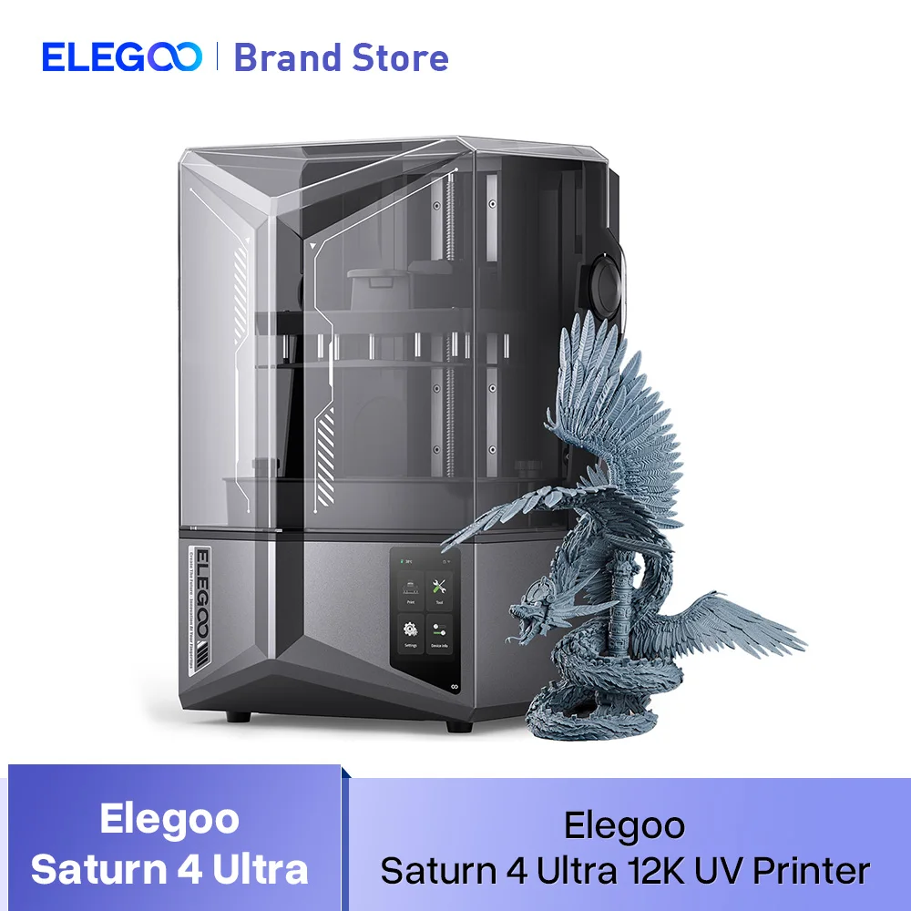 ELEGOO SATURN 4 ULTRA 12K 3D-принтер из смолы с автоматическим выравниванием, мониторинг печати AI, высокоскоростной печать, размер 218x122x220 мм