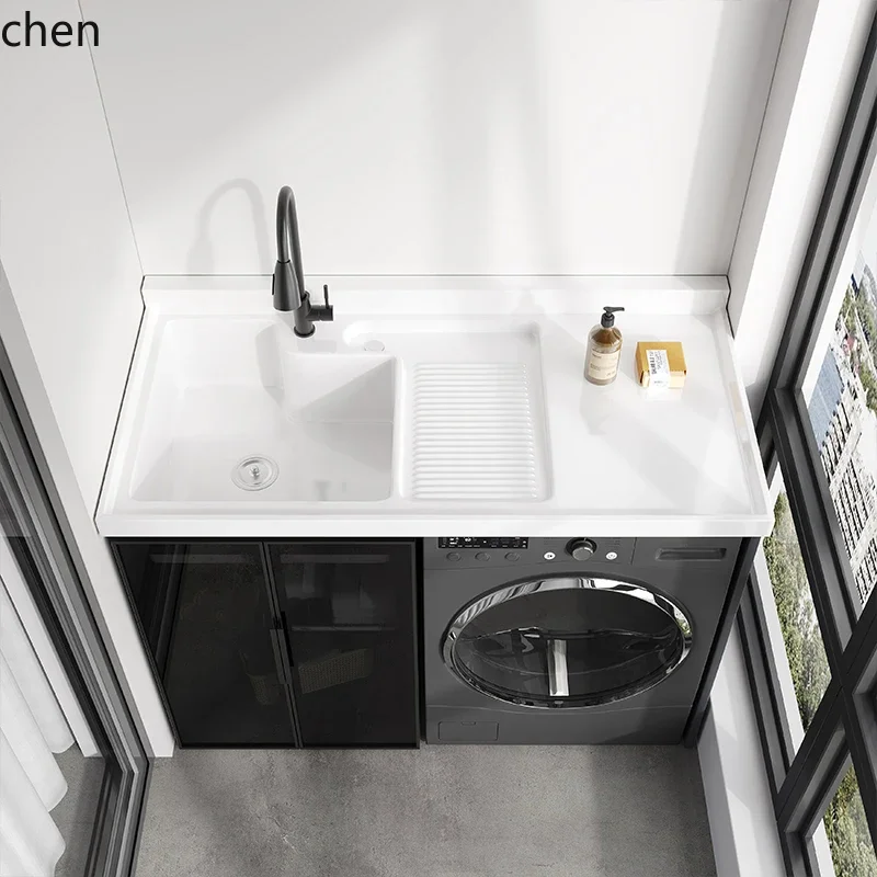 DSAGlass Door Honeycomb All-Aluminum Balcony Laundry Sink Integrated Cabinet Companion