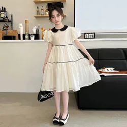 2024 new fashion summer girl cool sweet dress skin-friendly breathable fabric sweet foreign girl shopping party princess dress.